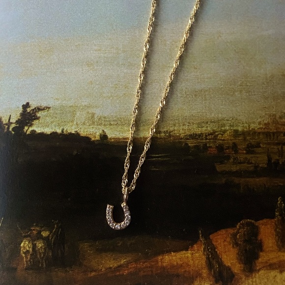 🤠✨ Leah Alexandra Horseshoe Necklace 9k Yellow Gold with Diamonds ✨🤠 - Picture 2 of 4